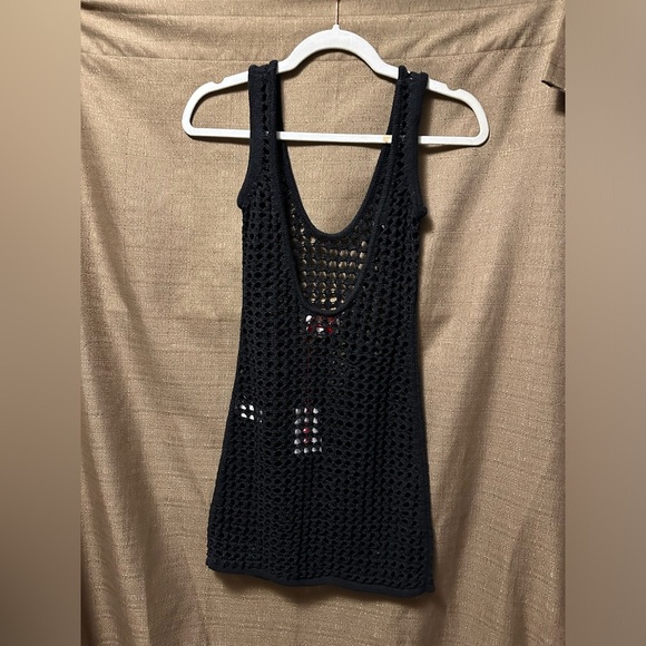 SOLID & STRIPED Black Crochet Swim Coverup - Picture 5 of 7